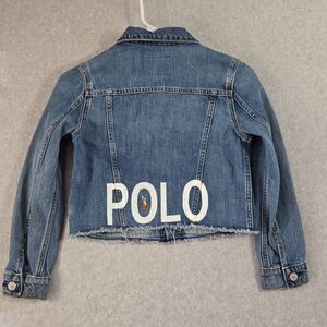 Polo Ralph Lauren Denim Jacket Girls 10 Blue Trucker Youth Cropped Pockets Kids